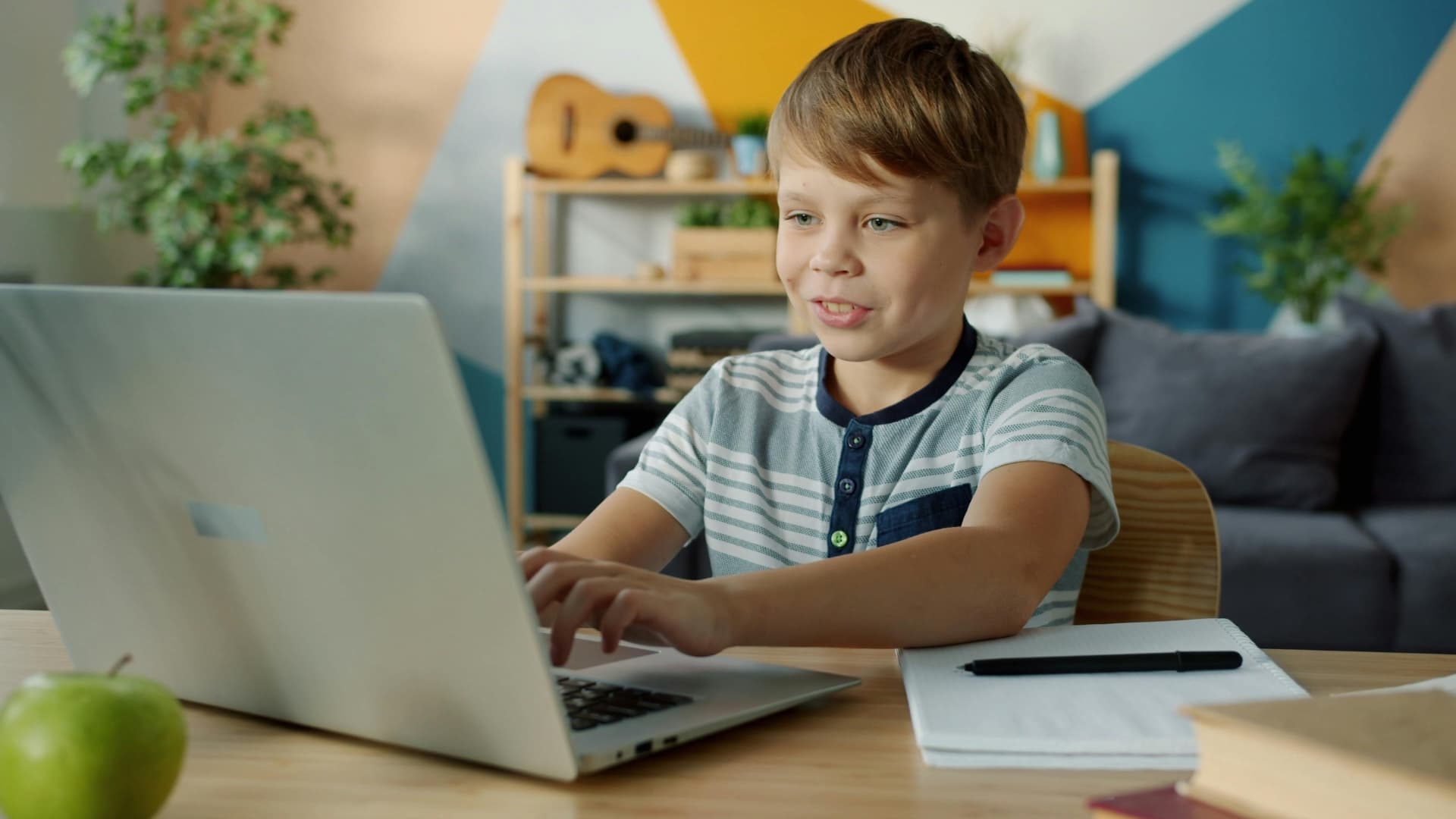 A UTVA student working through a lesson at home